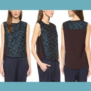 NWT $350 3.1 Phillip‎ Lim Leopard Pattern Sculpted Tank Top in Teal [ SIZE 4 ]